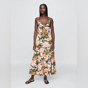 NWT - GAP Orange & Pink Floral Tie-Front Tiered Maxi Dress - Size XL